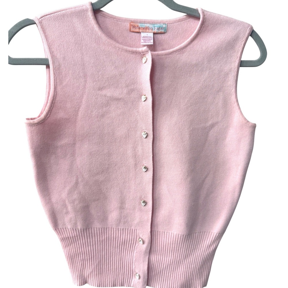 Watermelon Sugar Knit‎ Sweater Vest Pink Size S Twee Coquette Strawberry Buttons